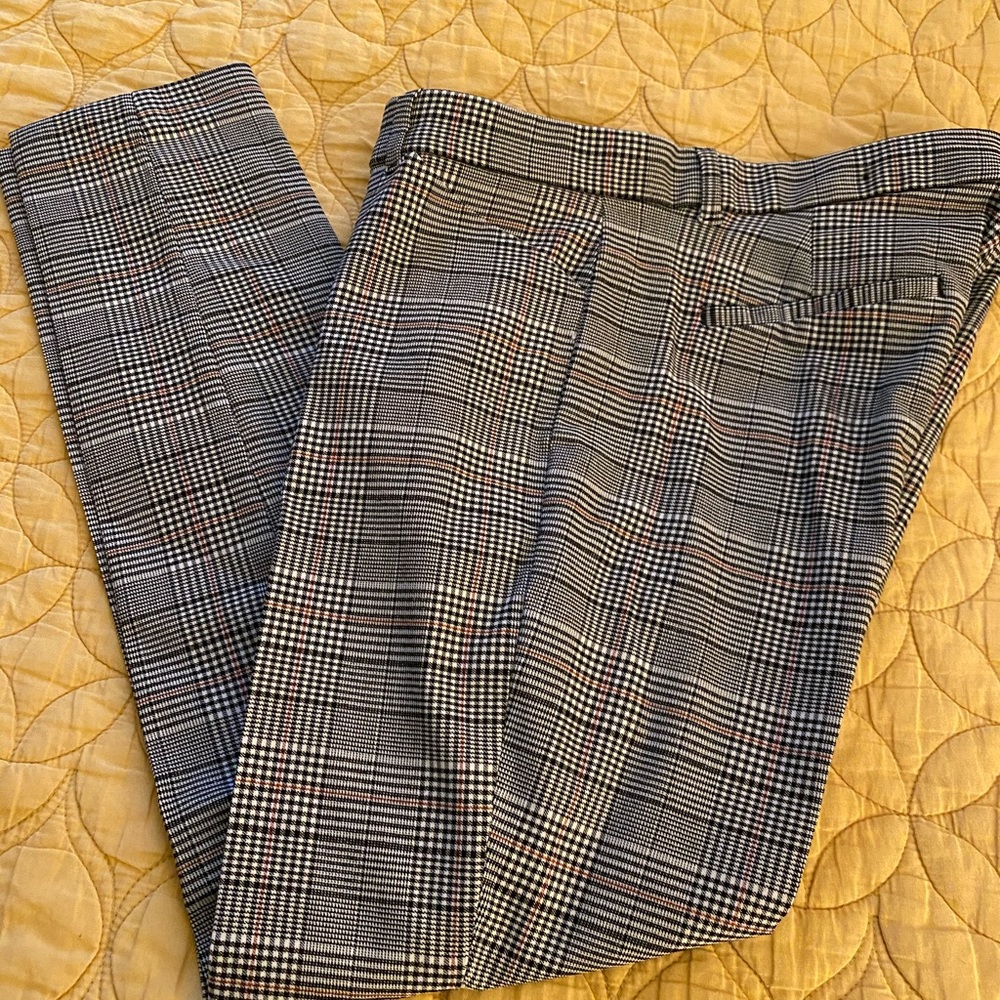 GAP Plaid Skinny Pants - Black, White, Gray
